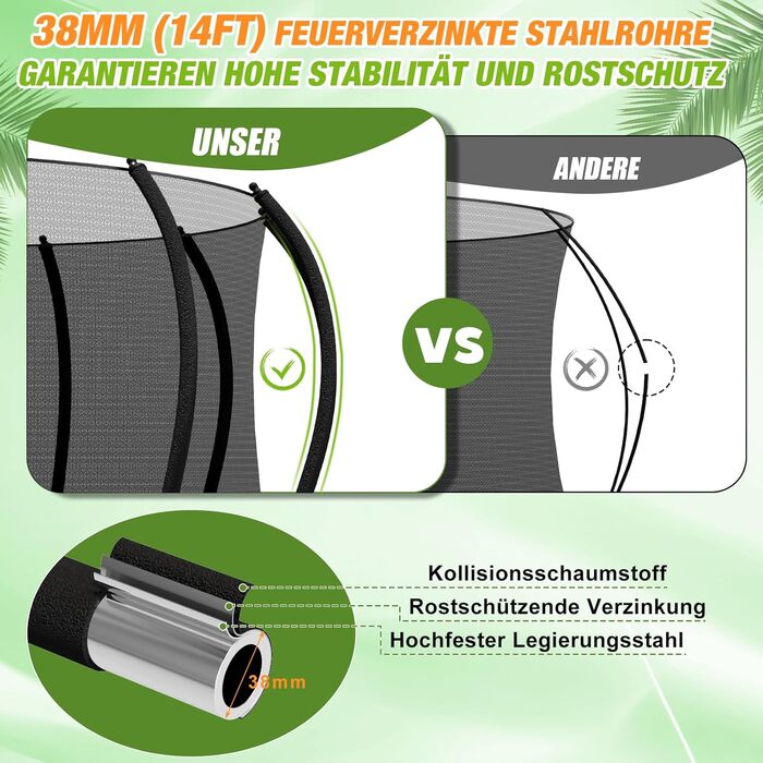 Батут Devoko вуличний Ø427 см, GS-сертифікат, посилені траверси, міцний, надійний, 427x427x265 см