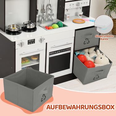 Дерев'яна дитяча кухня Mamizo з підсвіткою та звуком, іграшкова кухня для дітей, 90x30x90 см, з аксесуарами та 2 ящиками для зберігання, іграшка для дітей від 3 років (колір: коричневий)