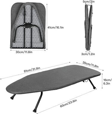 Кисло-лимонна прасувальна дошка Розкладний стіл Прасувальна дошка, компактна складна прасувальна дошка Протиковзкі складні ніжки Легка Економія місця Ідеально підходить для подорожей Мала прасувальна дошка 81*31 см (вугілля 2)