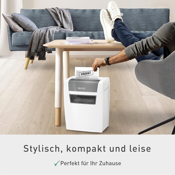 Шредер Leitz IQ Home Aktenvernichter: безпечне знищення документів, P4, 7-6 аркушів, білий, 80340000