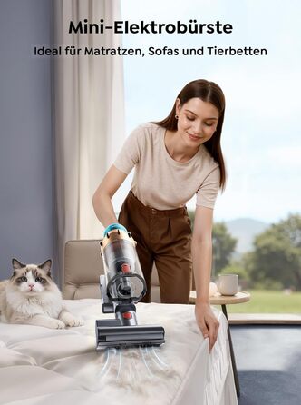 Акумуляторний пилосос SMOTURE 600W 50000Pa, бездротовий з міні-електрощіткою, для шерсті тварин, килимів, підлоги та авто - 65 хв роботи, сенсорний екран, функція ароматизації
