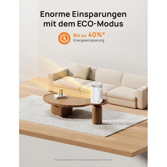 Електричний обігрівач Dreo з термостатом, 1500W, PTC-кераміка, тихий, з осциляцією, ECO-режим, таймер 12 годин, захист від перегріву та перекидання