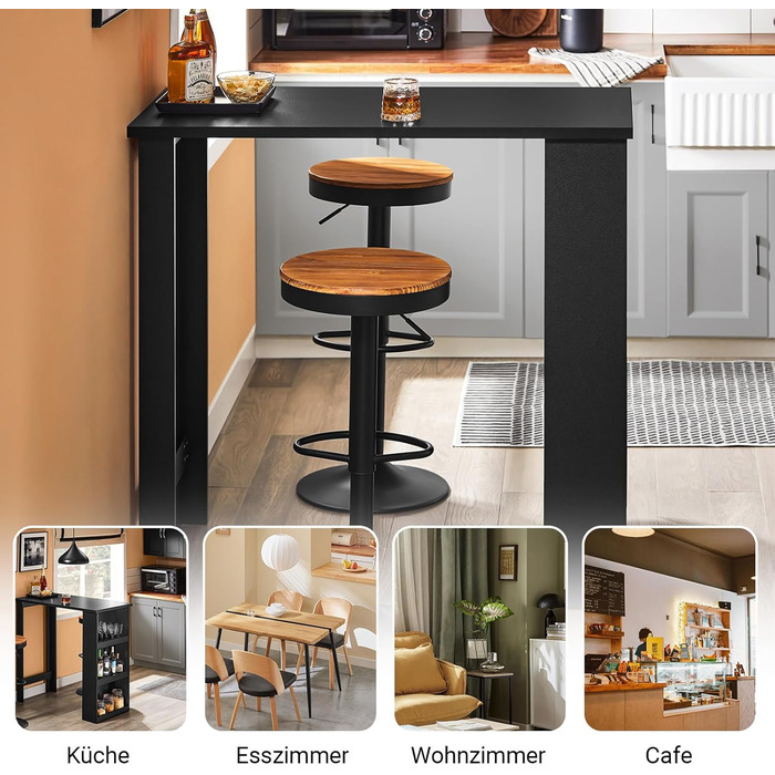 Стільниця-барний стіл SoBuy з 3 полицями, 112x106x57 см, чорний. Підходить для кухні, вітальні, офісу. Модель FWT17-II-SCH