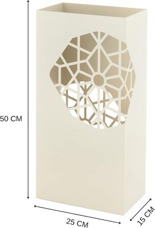 Металева підставка для парасольок Baroni Home, квадратна, 2 внутрішні вішалки, знімний піддон для дощової води, 25x15x50 см (біла)