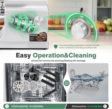 Електрична м'ясоподрібнювач Huanyu 2800W з насадкою для ковбас - багатофункціональна кухонна машина для дому та професійного використання