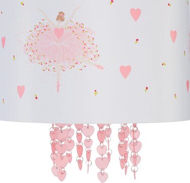 Дитяча підвісна лампа Relaxdays, абажур з балериною, Висота 158 х 35 см, підвісна лампа для дітей, білий / рожевий