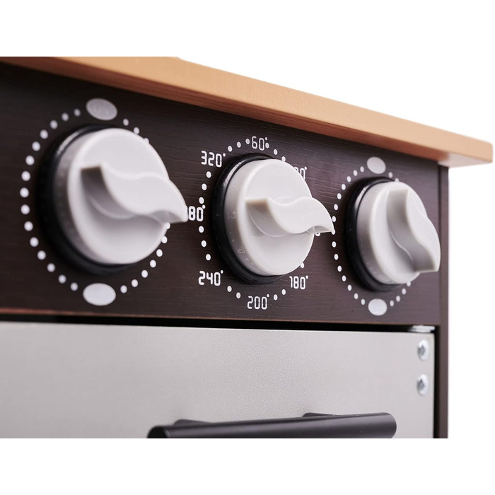 Дерев'яна дитяча кухня з раковиною, духовкою та витяжкою, модель 1