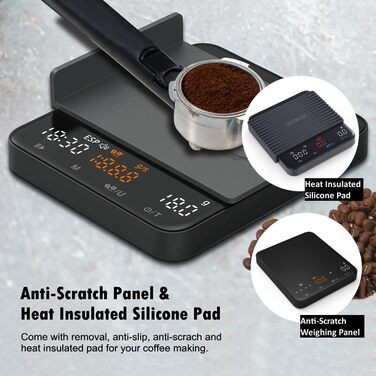 Ваги для кави NUTRI FIT Mini з таймером, USB-C, LED-дисплеєм, 2 кг/0,1 г, чорний
