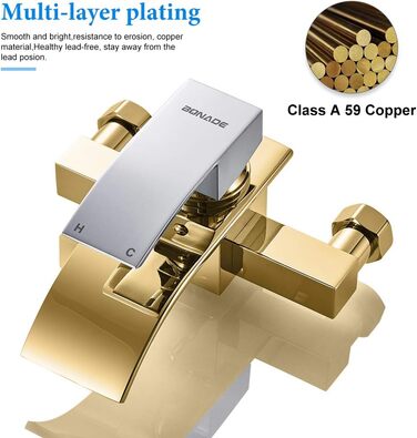 Набір для ванни з водоспадом: змішувач, душова лійка, шланг, кріплення для стіни (хром)