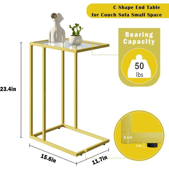 Журнальний столик C-подібна, кушетка Журнальний столик, Журнальний столик, Диванний столик, Журнальний столик маленький, 2 шт. Золото
