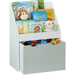 Дитяча полиця Relaxdays з 3 відділеннями для зберігання, ящик з коліщатками, HWD 70 x 50,5 x 28 см, вузька полиця для іграшок, білий/сірий