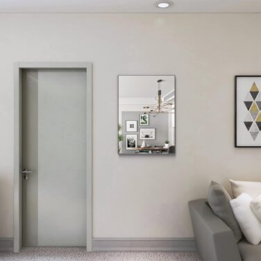 Дзеркало для ванної кімнати WONSTART 81,3 x 61 см біле з алюмінієвою рамою, для встановлення над умивальником, сучасний дизайн, підходить для ванної, спальні, коридору, вертикальна або горизонтальна орієнтація