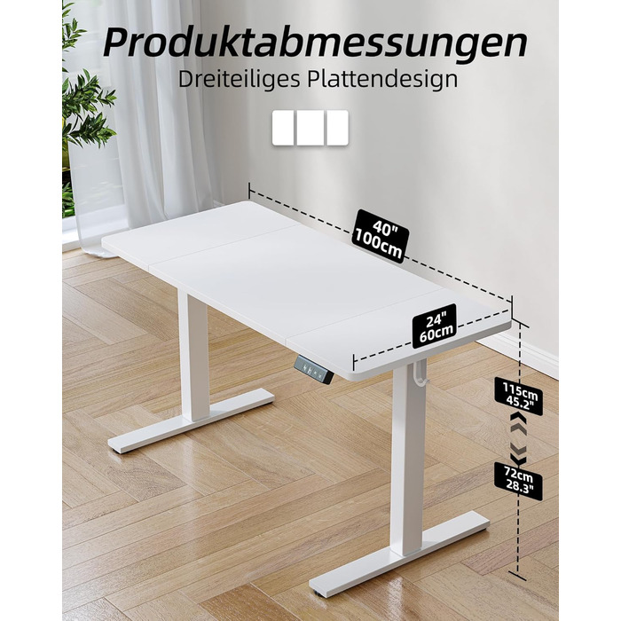 Регульований стіл BEXEVUE 120x60 см, електричний, з пам'яттю, для комп'ютера, білий