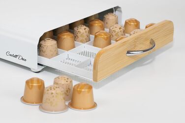Організатор для капсул Nespresso, металевий, на 50 капсул, білий (з бамбуком)