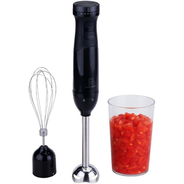 Сталевий блендер Stanley Rogers 500W з 1L скляною колбою, 4-лопатева система + насадка для змішування, 2 швидкості (занурювальний блендер)