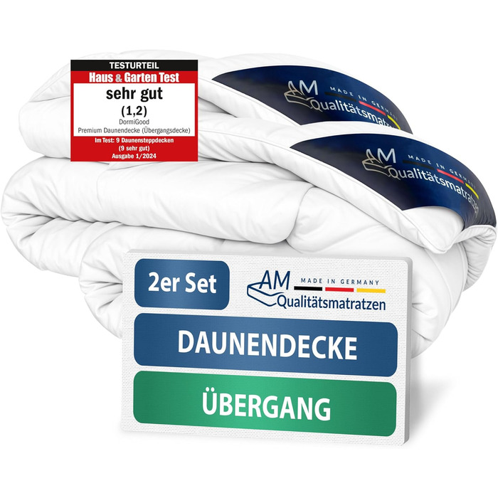 Пухова ковдра DormiGood Daunendecke 35x200: пух Extraweiche, дихаюча, Oeko-TEX, Made in Germany, для цілорічного використання (135x200)