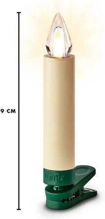 LED-свічки для ялинки Lumix SuperLight Flame Mini Elfenbein, 9 см, тепле біле світло, без пульта, таймер 4 години, розширений набір 6 шт.