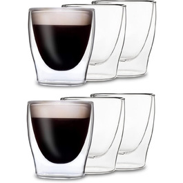 Набір келихів для латте маккіато 4x400 мл, келихи для латте маккіато з подвійними стінками, склянки для кави з подвійними стінками, чайні Келихи, склянки для капучіно, склянки для кави з льодом термостатичні келихи з подвійними стінками скляні чашки для еспресо (6x80 мл)