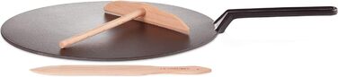 Сковорода для крепів Le Creuset з дерев'яним шпателем, чавун, діаметр 32 см, для всіх типів плит (включно з індукційними), Cerise (Вишневий)