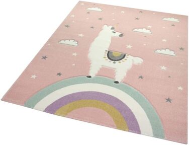 Пастельний дитячий килим Llama Play Килим Llama Unicorn Килим Rainbow Clouds рожевого розміру (200 x 290 см)