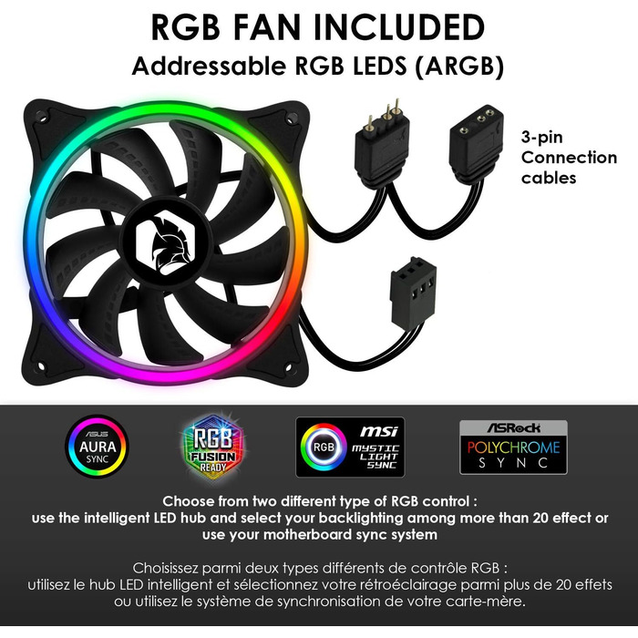 Корпус для ПК EMPIRE GAMING Spartan ARGB ATX із LED-підсвіткою, бічною скляною дверцятами та 120 мм RGB вентилятором