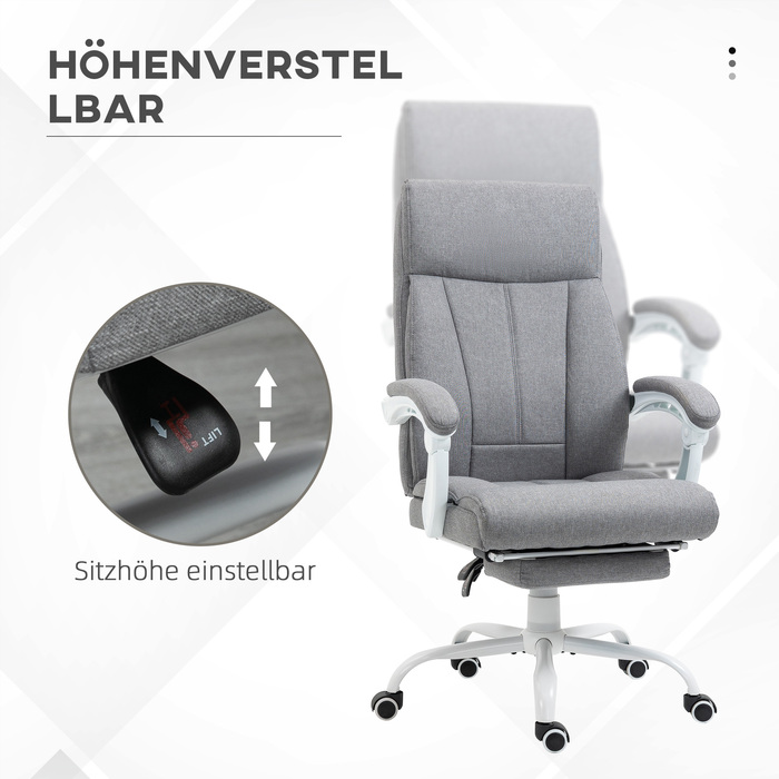 Ергономічне письмове крісло HOMCOM Office Chair з регульованою спинкою на 155° і функцією відкидання, регулюється по висоті для комфорту
