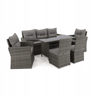 Комплект садових меблів із техноротанга EMWOmeble, сірий, 6 предметів