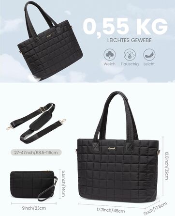 Сумка для ноутбука LOVEVOOK 15.6 дюймів для жінок: робоча, шкільна, для офісу, чорна