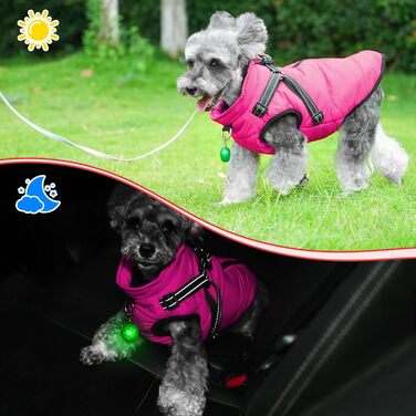Куртка для собак HezzLuv зимова, водонепроникна, флісова підкладка, D-кільце, блискавка, розмір M, рожевий