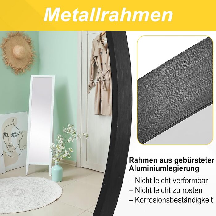 Дзеркало кругле FRUMENSHIP 76x76 см з металевим каркасом, для вітальні, спальні, ванної кімнати, коридору (чорний)