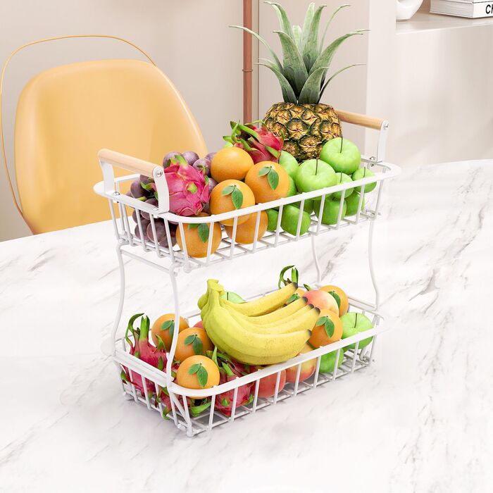 Relaxdays Двоярусний металевий фрутниця з ручками