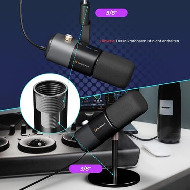 NearStream AM15X: Динамічний мікрофон для ПК, XLR/USB, для подкастів, стрімінгу та студійних записів