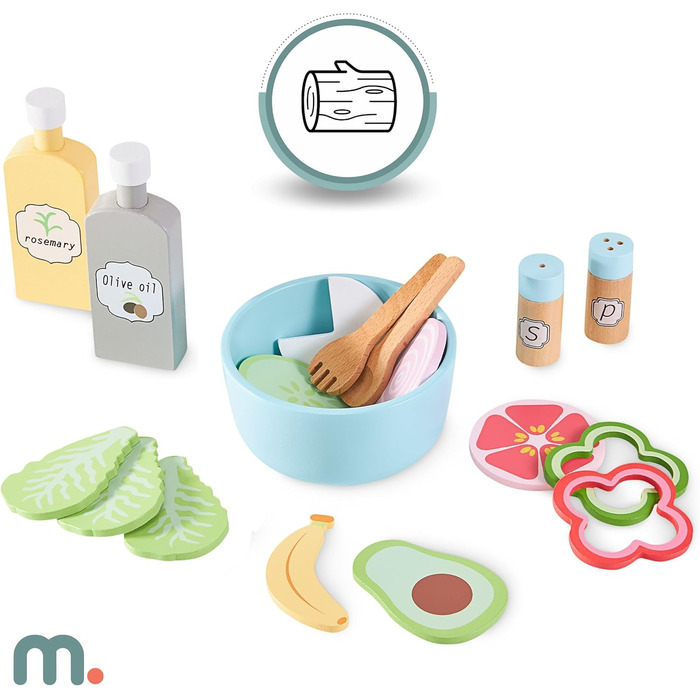 Дерев'яна кухня Мамабрум XXXL з LED-підсвічуванням та диспенсером для кубиків льоду - дитяча кухня з аксесуарами (мікрохвильова піч, посуд, столові прибори) для дітей 3+