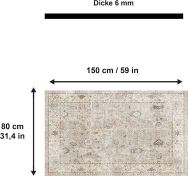 Друкований килим з синельного друку, виготовлений машиною 80 х 150 см, килим для вітальні, що миється, старовинний килим для спальні, антибактеріальний протиковзкий підкладковий кухонний килимок