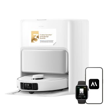 Робот-пилосос Mova P50 Pro Ultra з мокрою прибиранням, 19000 Па, самоочищення гарячою водою, бічні щітки, LDS-навігація, RGB AI, уникнення перешкод, автоматичне спорожнення/поповнення