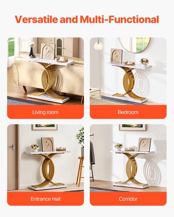 Вхідний консольний столик VEVOR 100 см - вузький, міцний, з металевим каркасом. Ідеально для передпокою, вітальні, спальні. Витримує до 49,9 кг.