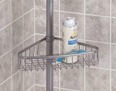 Металева душова Полиця mDesign без свердління-зручна душова кабіна в кутку-висувна душова кабіна для шампуню, кондиціонера і т. д. - з полотенцесушителем- (сріблястого кольору)