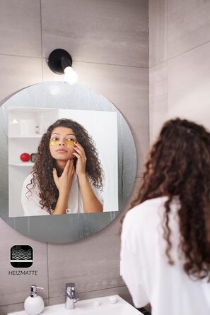 Дзеркало для ванної кімнати з підсвічуванням LED, діаметр 90 см, кругле. Нейтральне світло 4000K. Без додаткових функцій. Розміри 100x100 см.