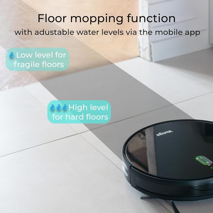 Робот-пилосос з функцією миття підлоги, гіроскопічна навігація, керування через додаток, чорний, VG RVC 3001 BK