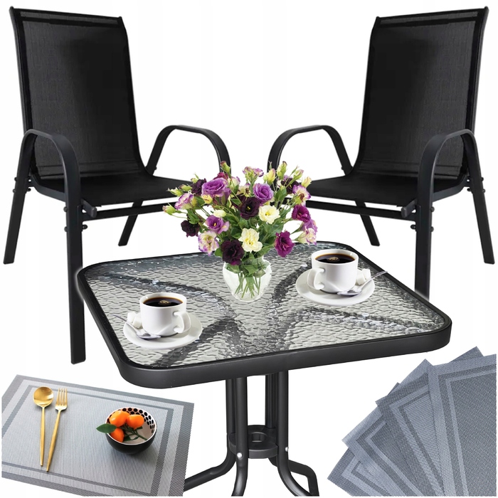 Комплект садових меблів Gotel, метал, чорний, 3 предмети