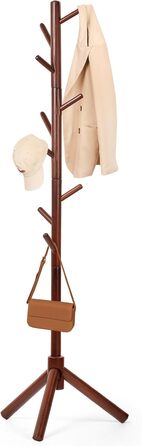 Дерев'яний вішак для одягу з буку, 9 гачків, 3 положення по висоті, для одягу, шапок, шарфів, сумок (білий/коричневий)