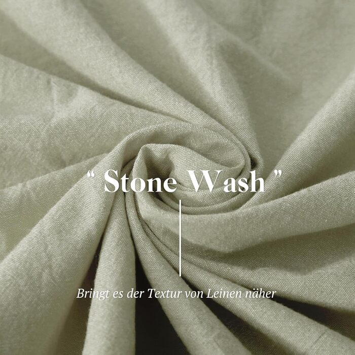 Набір постільної білизни SOULFUL 155x220, бавовна, з блискавкою, текстура як stone washed льон, 1.5 спальне ліжко, 2 шт. (Vintage Green)