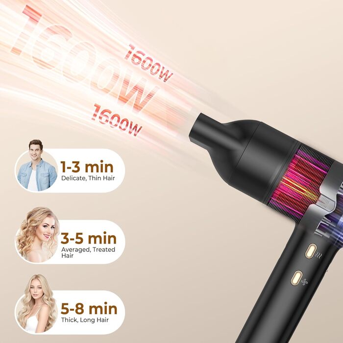 Мультистайлер для волосся 7 в 1 UKLISS Hairstyler Pro: фен, автоматична плойка, кругла щітка та вирівнювач для професійного стайлінгу, чорний