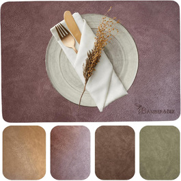 Набори підставки під тарілки Amber&Bee Lederoptik, 6 шт., миючіся, колір каштанове дерево