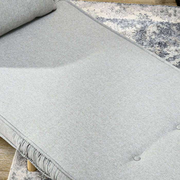 Крісло-ліжко з регульованим спинкою у 6 положеннях, з текстурою льону, витримує до 150 кг, світло-сірого кольору.