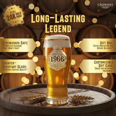 Пивний келих з гравіюванням 570 мл, 50 років, персоналізований подарунок для чоловіка, тата, декор, листівка на ювілей (1966)
