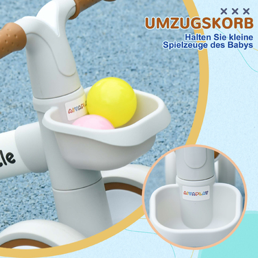 Біговий велосипед, регульоване сидіння, тихі колеса, для дітей 1-3 років, вагою до 20 кг, коричневий/білий