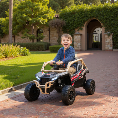 Дитячий електромобіль 12V, позашляховик, з дистанційним керуванням, світлодіодними фарами, музикою, гудком, для дітей 3-8 років, жовтого кольору
