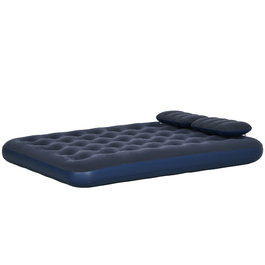 Двоспальний надувний матрац Outsunny Air Bed з ручним насосом і подушкою, синій 203x152x22 см для кемпінгу та гостей