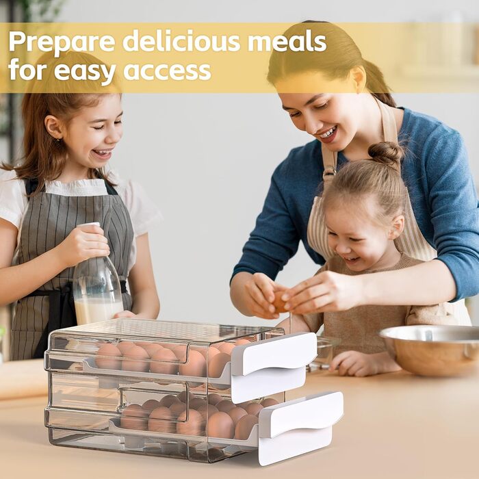 Контейнер для яєць Deecam на 40 яєць, органайзер для холодильника, прозорий, білий